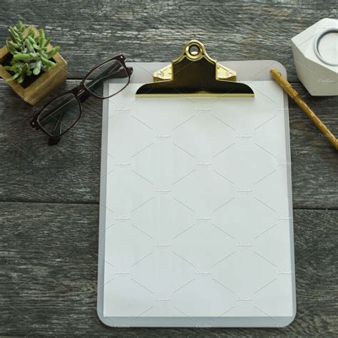 Download Clipboard Mockup Photography - Gold Clipboard with Stationery